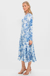 Blue Floral Jersey Pemberton Midi Dress