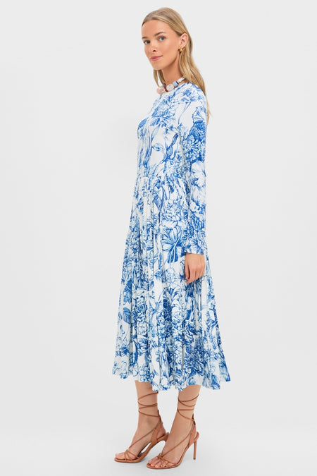 Blue Floral Jersey Pemberton Midi Dress
