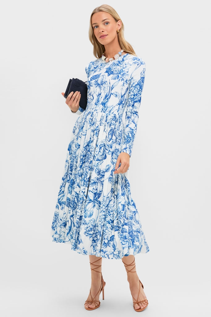 Blue Floral Jersey Pemberton Midi Dress | Hyacinth House Blue Floral Jersey Pemberton Midi Dress | Hyacinth House
