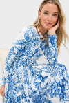 Blue Floral Jersey Pemberton Midi Dress