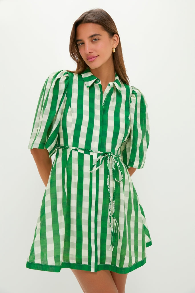 Green Gingham Cindy Mini Dress | Hyacinth House