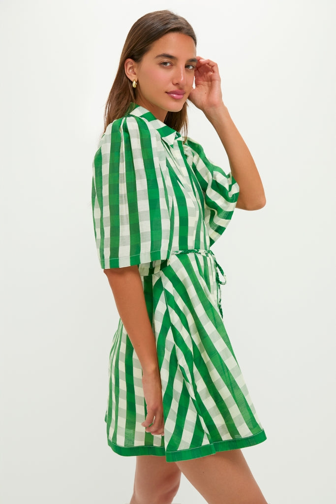 Green Gingham Cindy Mini Dress