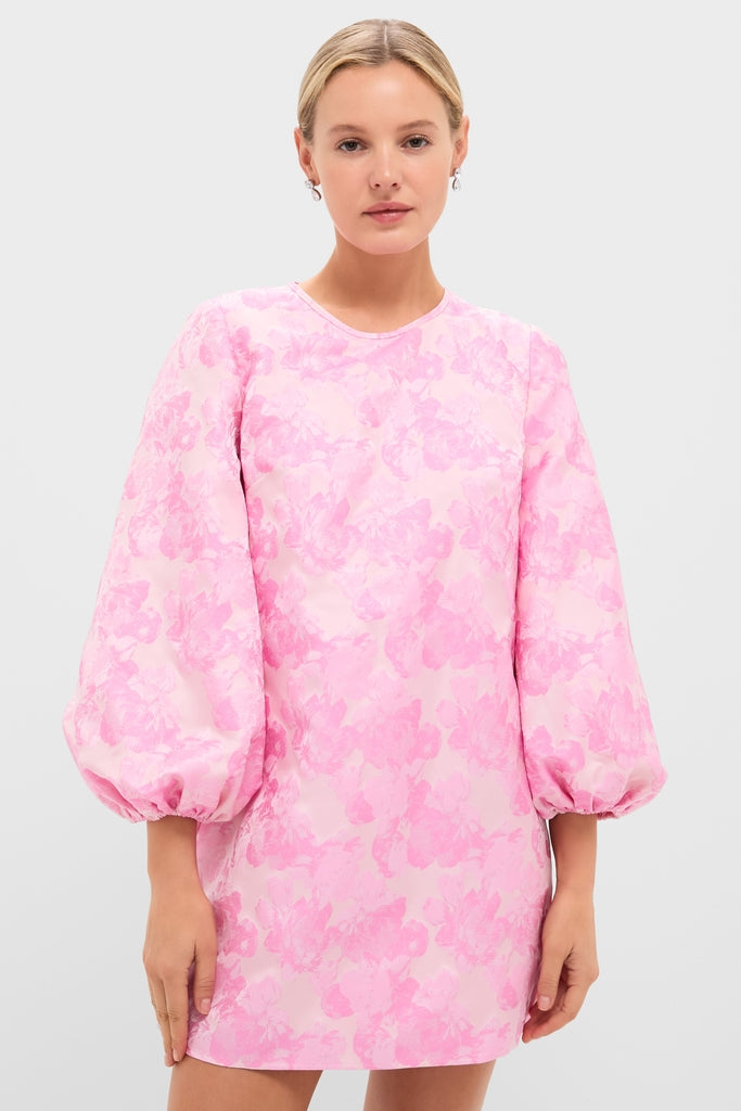 Pale Pink Jacquard Janie Mini Dress | Hyacinth House