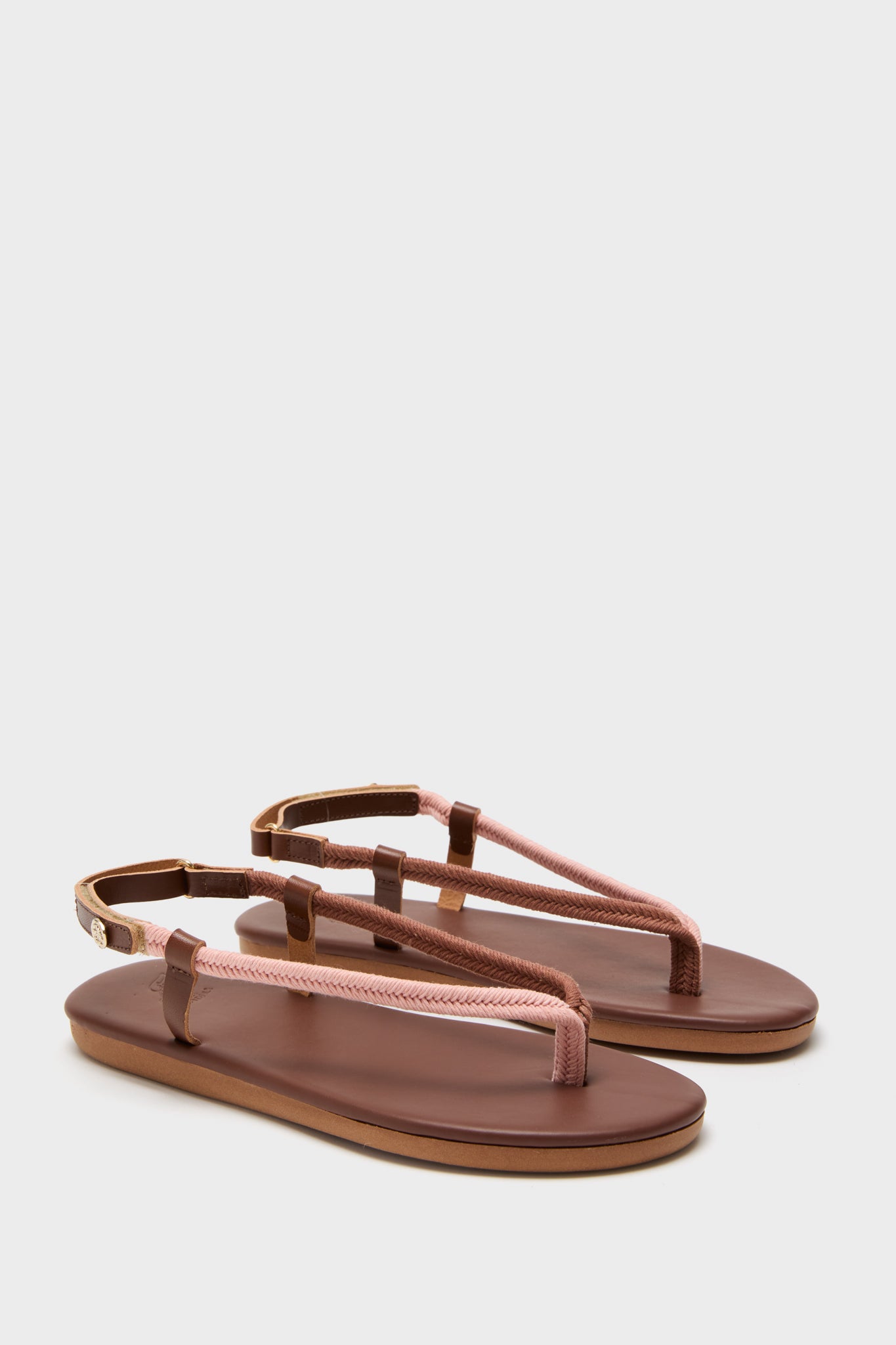 Pink and Tan Zoi Cord Sandals