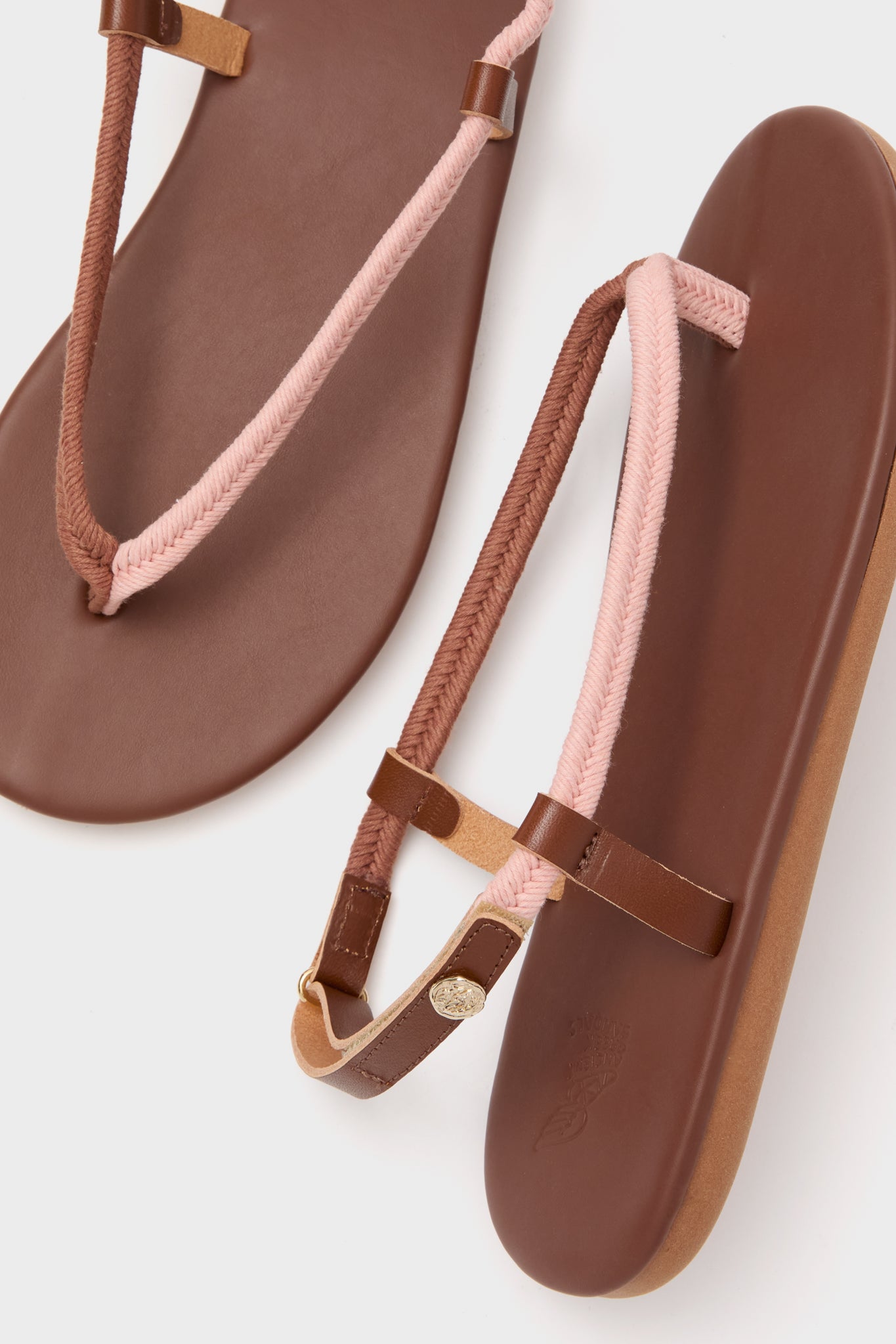 Pink and Tan Zoi Cord Sandals | Ancient Greek Sandals