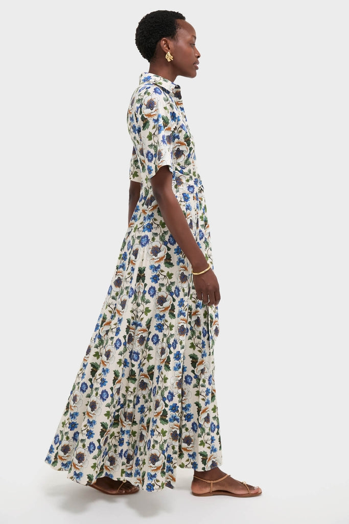 Vine Flower Off White Posie Cotton Maxi Dress
