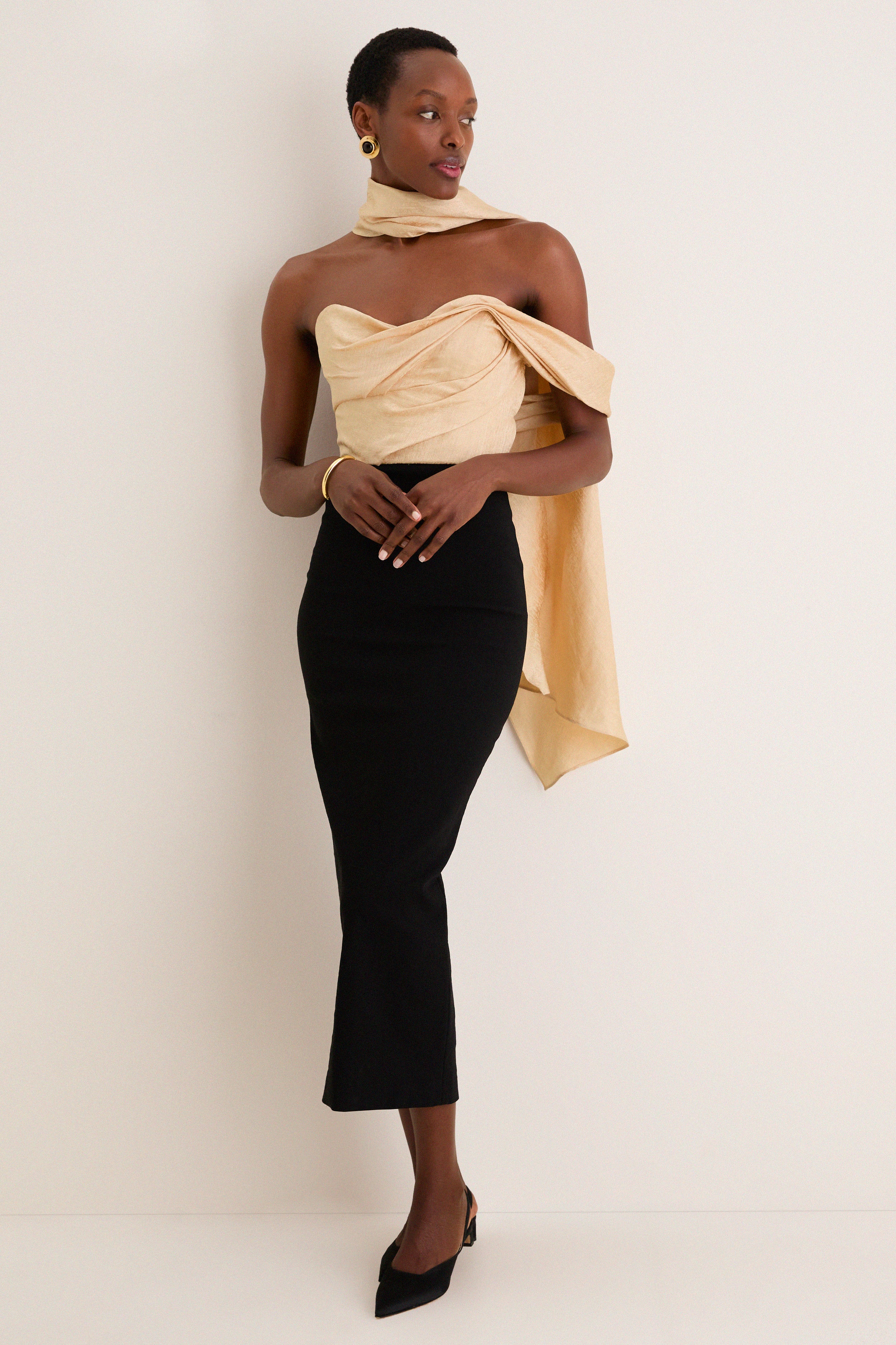 slim fit dress slacks Graceful Crystal Yellow Strapless Evening Dress with Scarf XD-009