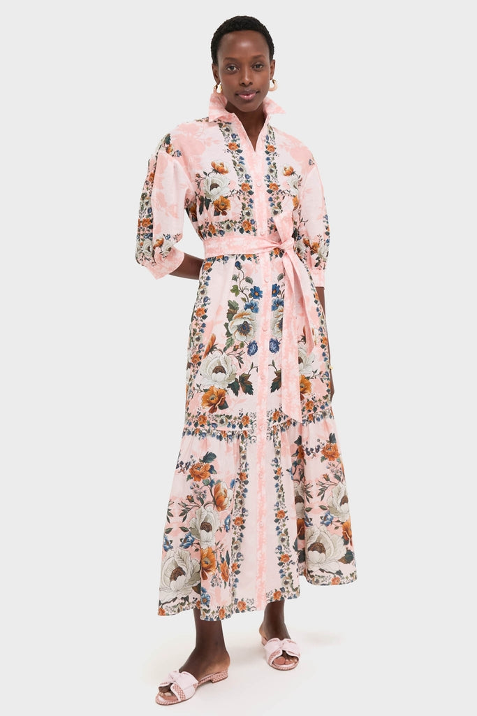 Magical Blossom Pink Bianca Linen Maxi Dress | Borgo de Nor Magical Blossom Pink Bianca Linen Maxi Dress | Borgo de Nor