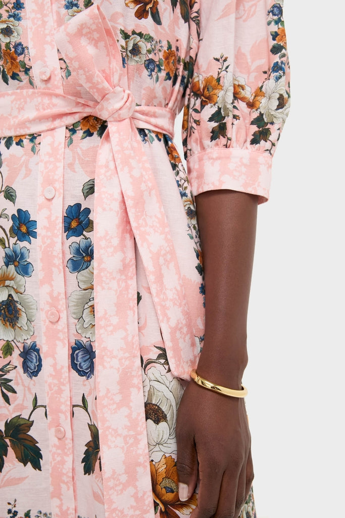 Magical Blossom Pink Bianca Linen Maxi Dress