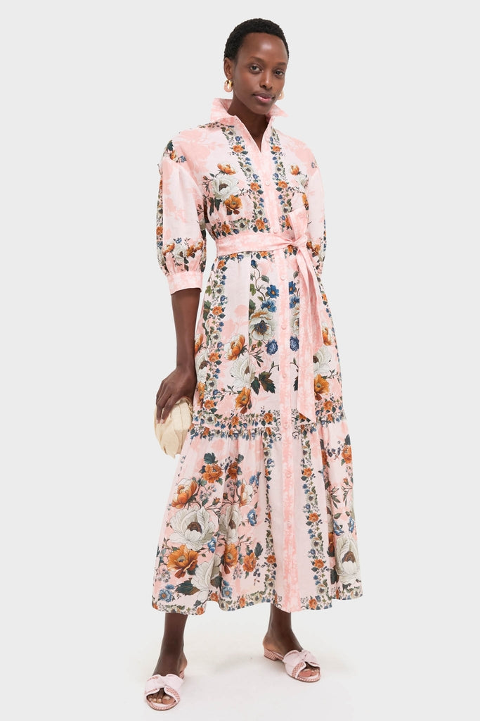 Magical Blossom Pink Bianca Linen Maxi Dress