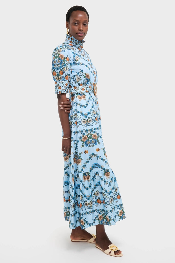 Magical Blossom Blue Marni Cotton Midi Dress | Borgo de Nor Magical Blossom Blue Marni Cotton Midi Dress | Borgo de Nor
