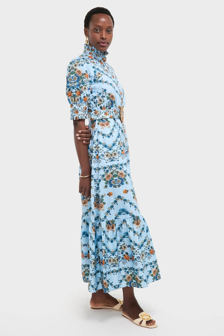 Magical Blossom Blue Marni Cotton Midi Dress