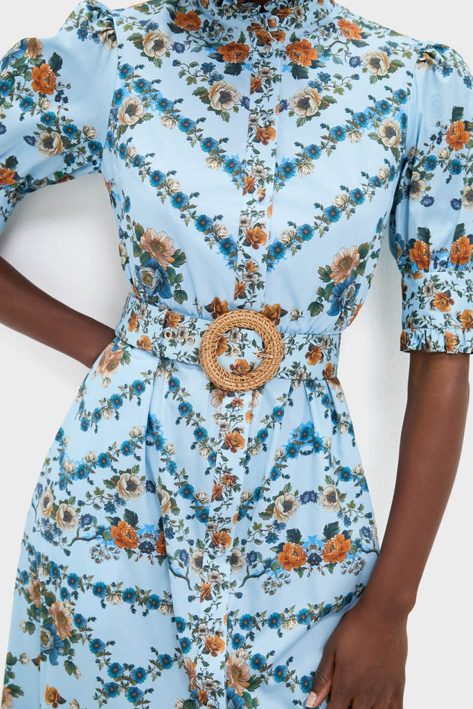 Magical Blossom Blue Marni Cotton Midi Dress | Borgo de Nor Magical Blossom Blue Marni Cotton Midi Dress | Borgo de Nor