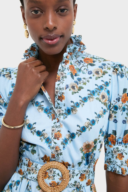 Magical Blossom Blue Marni Cotton Midi Dress