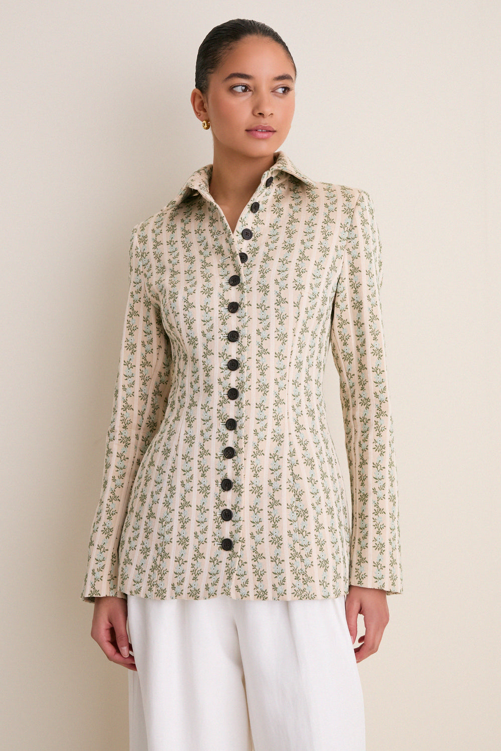 Cream Row Row Row Your Buttons Blazer