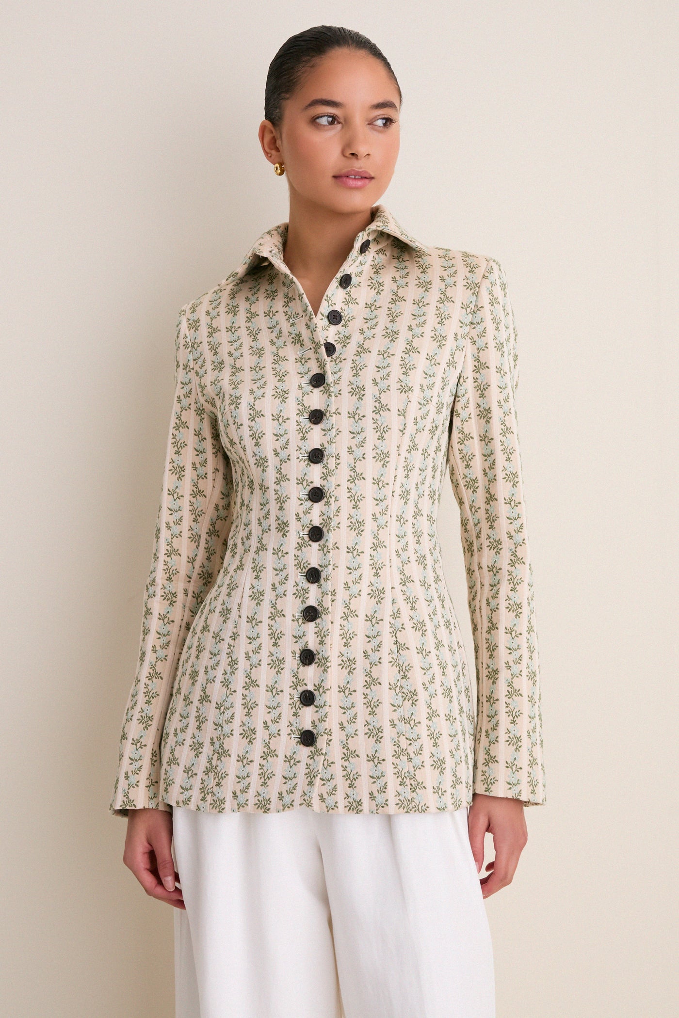 Cream Row Row Row Your Buttons Blazer