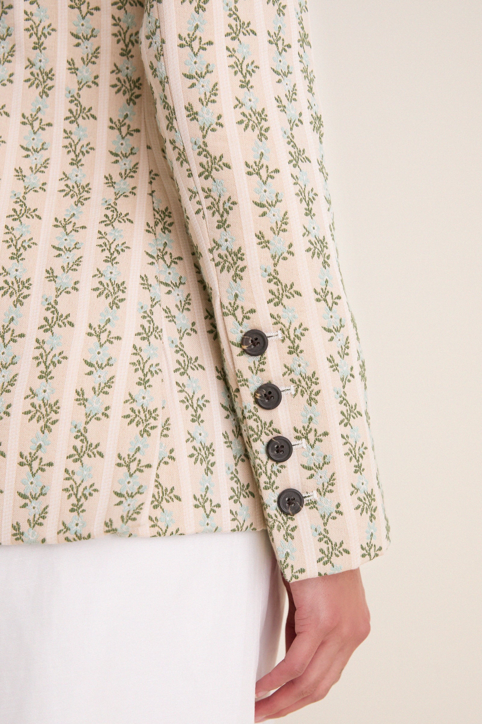 Cream Row Row Row Your Buttons Blazer