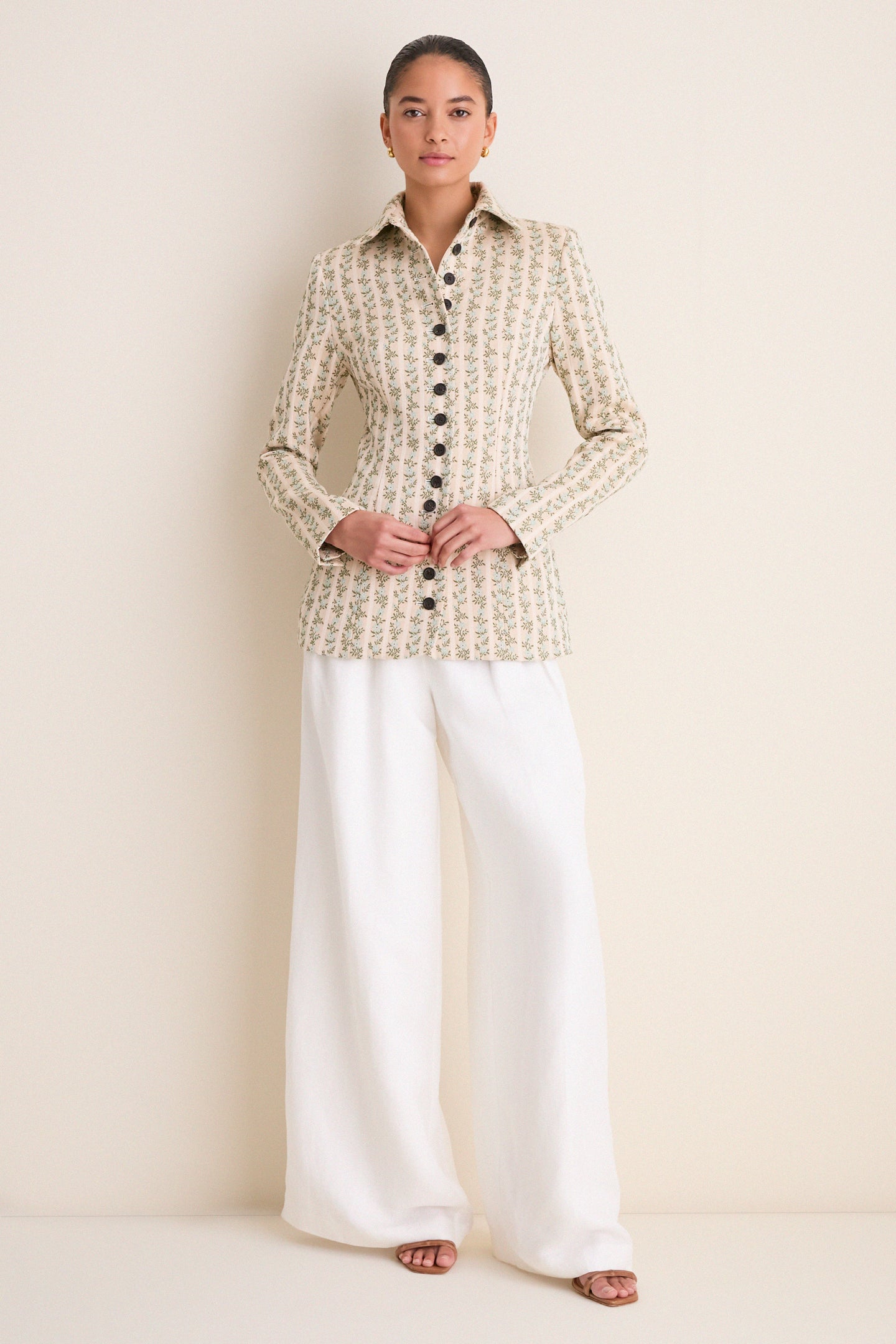 Cream Row Row Row Your Buttons Blazer