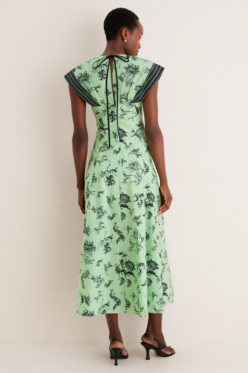 Sage Push Me to the Edge Midi Dress