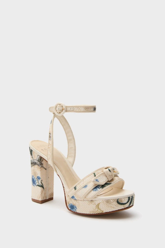 Laguna Cream Grosgrain Raffia Platform Heels