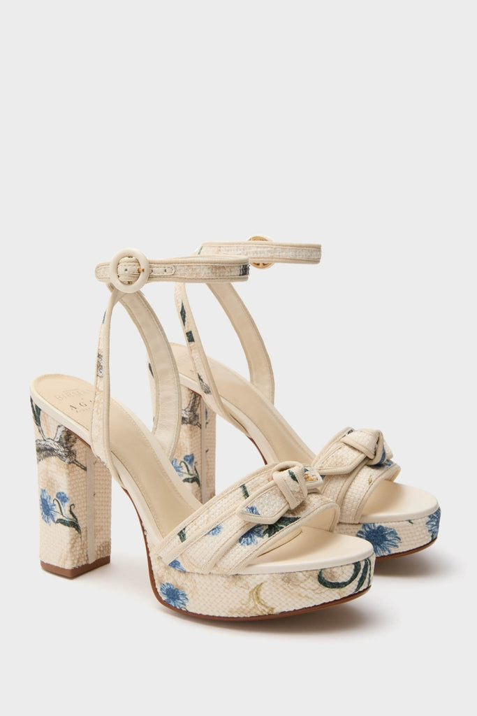 Laguna Cream Grosgrain Raffia Platform Heels