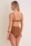 Caramel Seersucker Balconette High-Waist Bikini