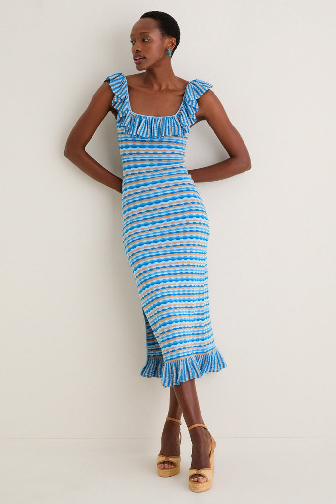 Ice Blue Viola Knit Maxi Dress | Kivari
