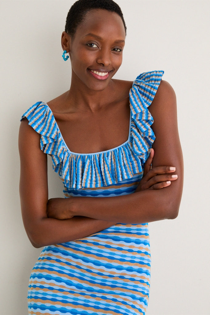 Ice Blue Viola Knit Maxi Dress | Kivari