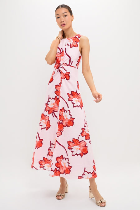 Lani Maxi Dress: A classic, high-end sleeveless dress with an effortless A-line silhouette, vibrant floral print, and flattering twist detail, perfect for fun outings.