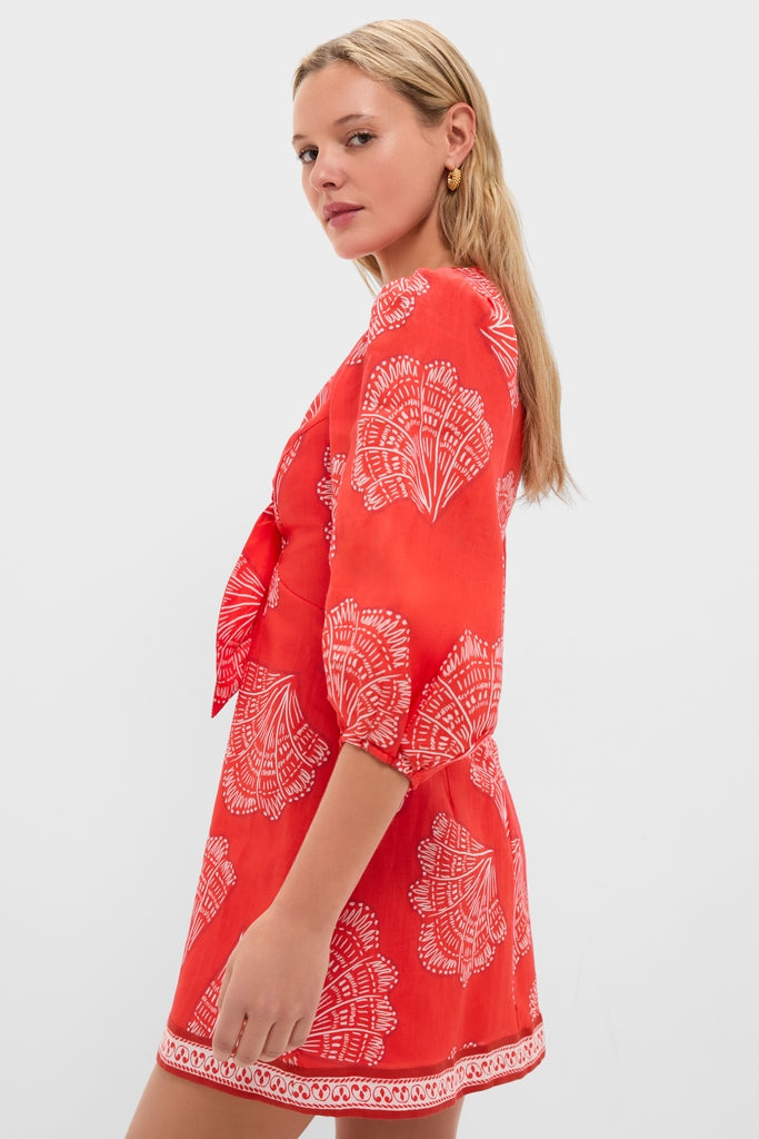 Indira Coral Tie Front Mini Dress | Kivari Indira Coral Tie Front Mini Dress | Kivari