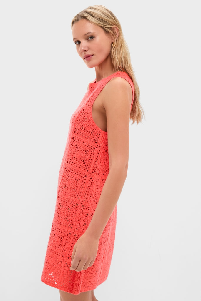 Coral Brenna Crochet Mini Dress