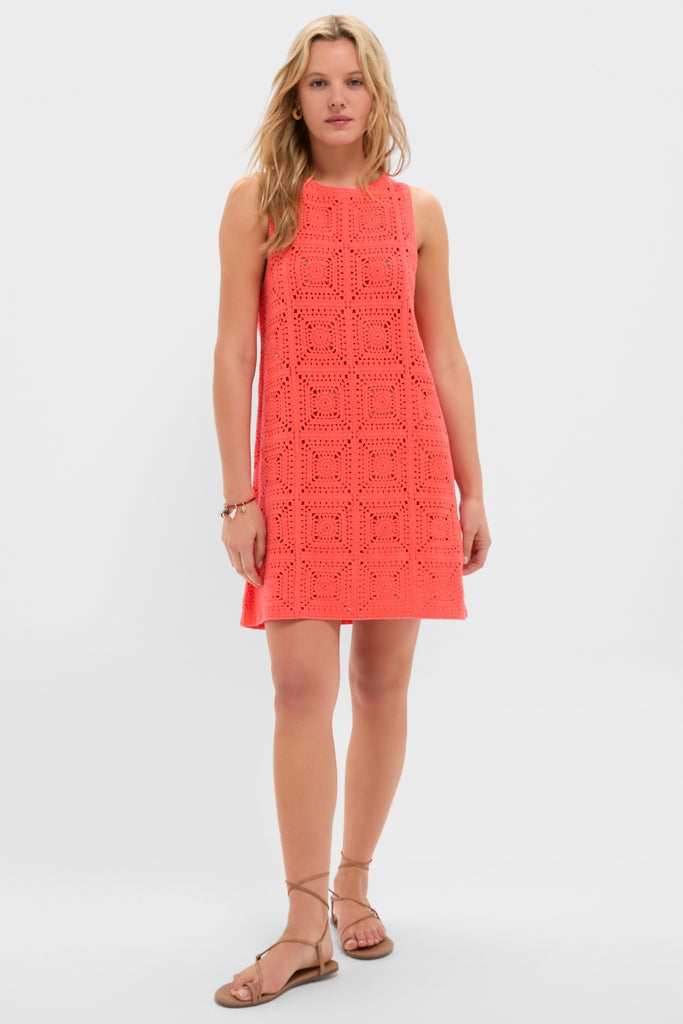 Coral Brenna Crochet Mini Dress