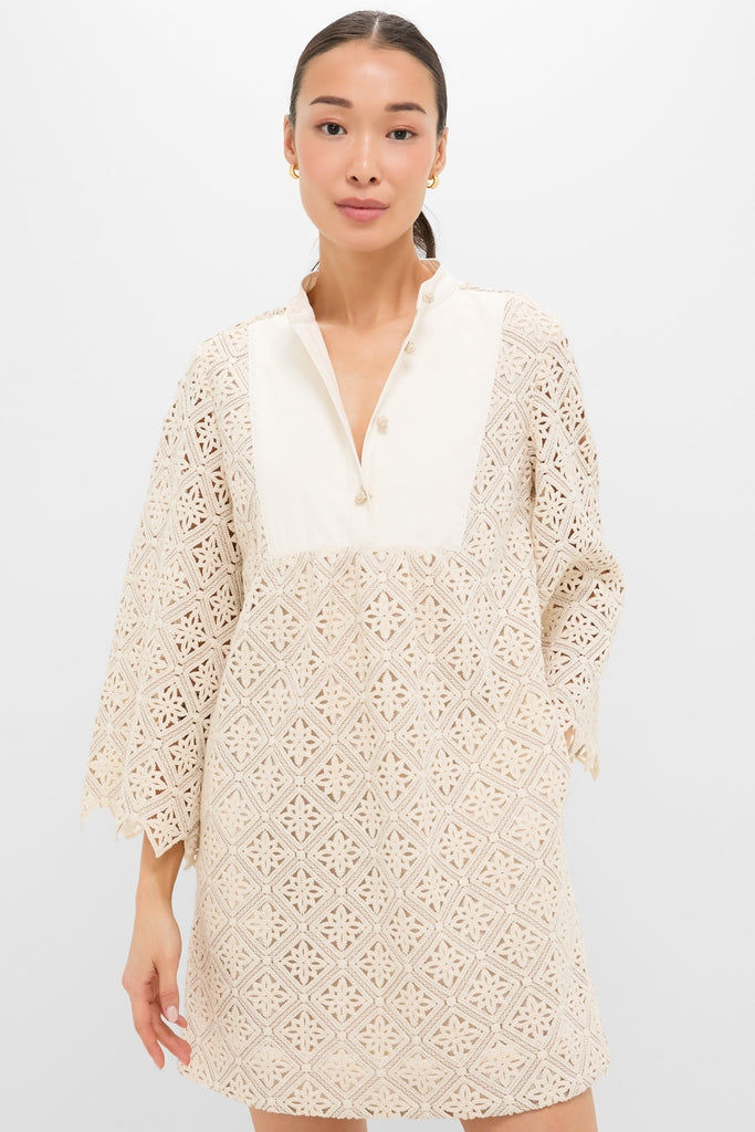 Tuckernuck Tan Diamond Lace Mini Calliope Dress Tan Crochet / XS