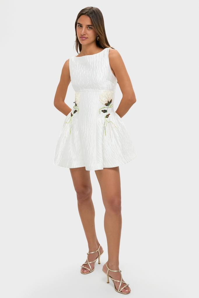 beacall embroidered mini dress white Beacall Embroidered Mini Dress White