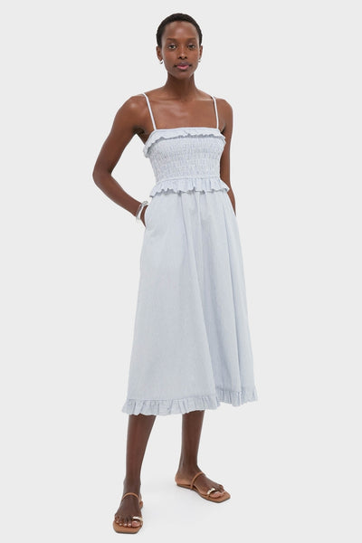 Blue and White Stripe Karine Midi Dress | Ciao Lucia