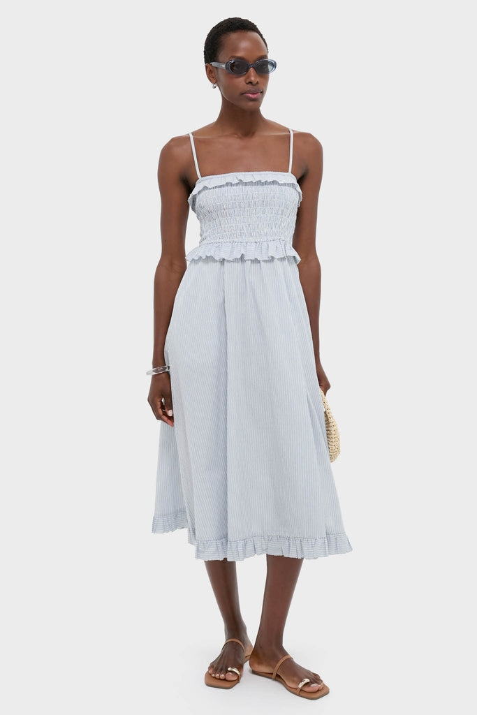 Blue and White Stripe Karine Midi Dress | Ciao Lucia