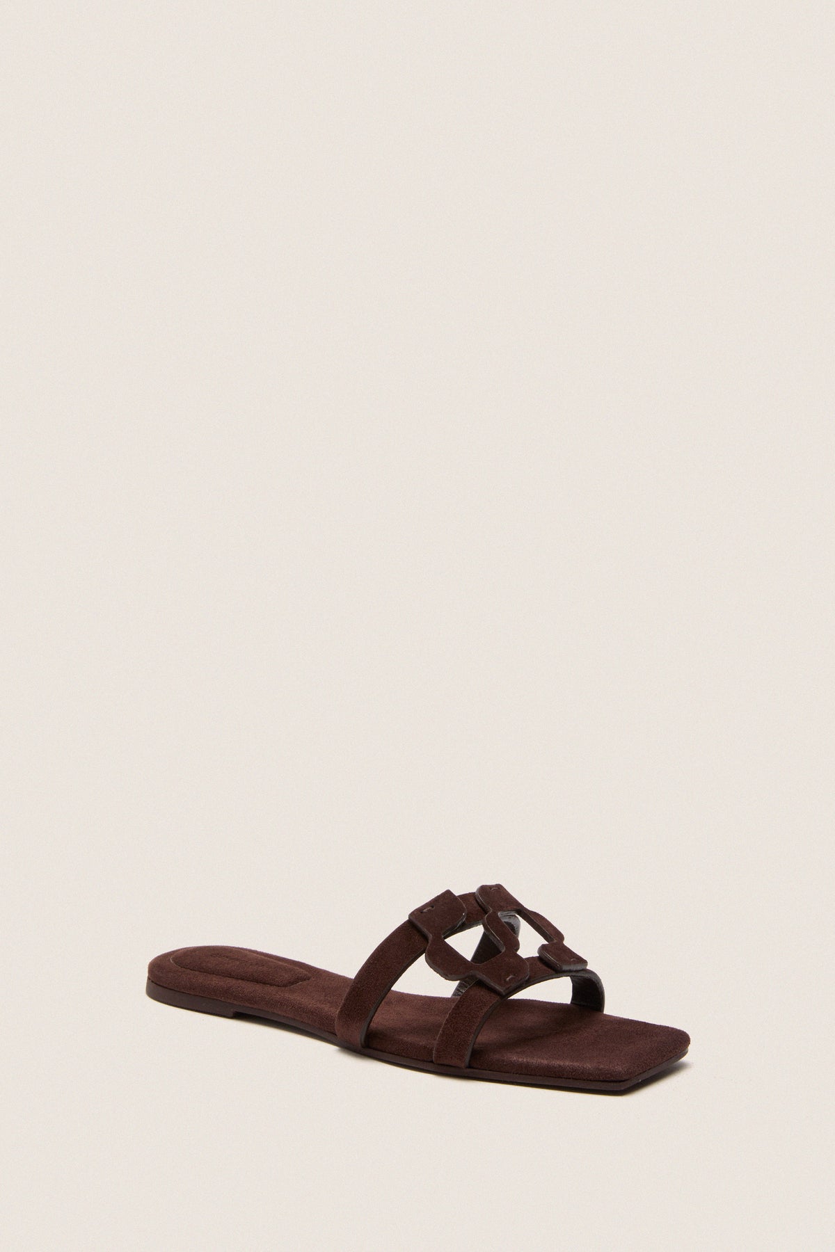 Cacao Simkhai Monogram Suede Flat Slides