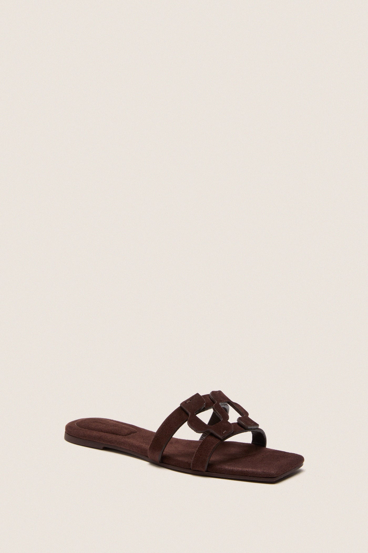 Cacao Simkhai Monogram Suede Flat Slides