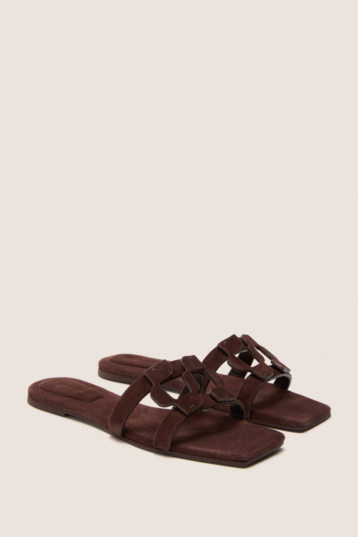 Cacao Simkhai Monogram Suede Flat Slides