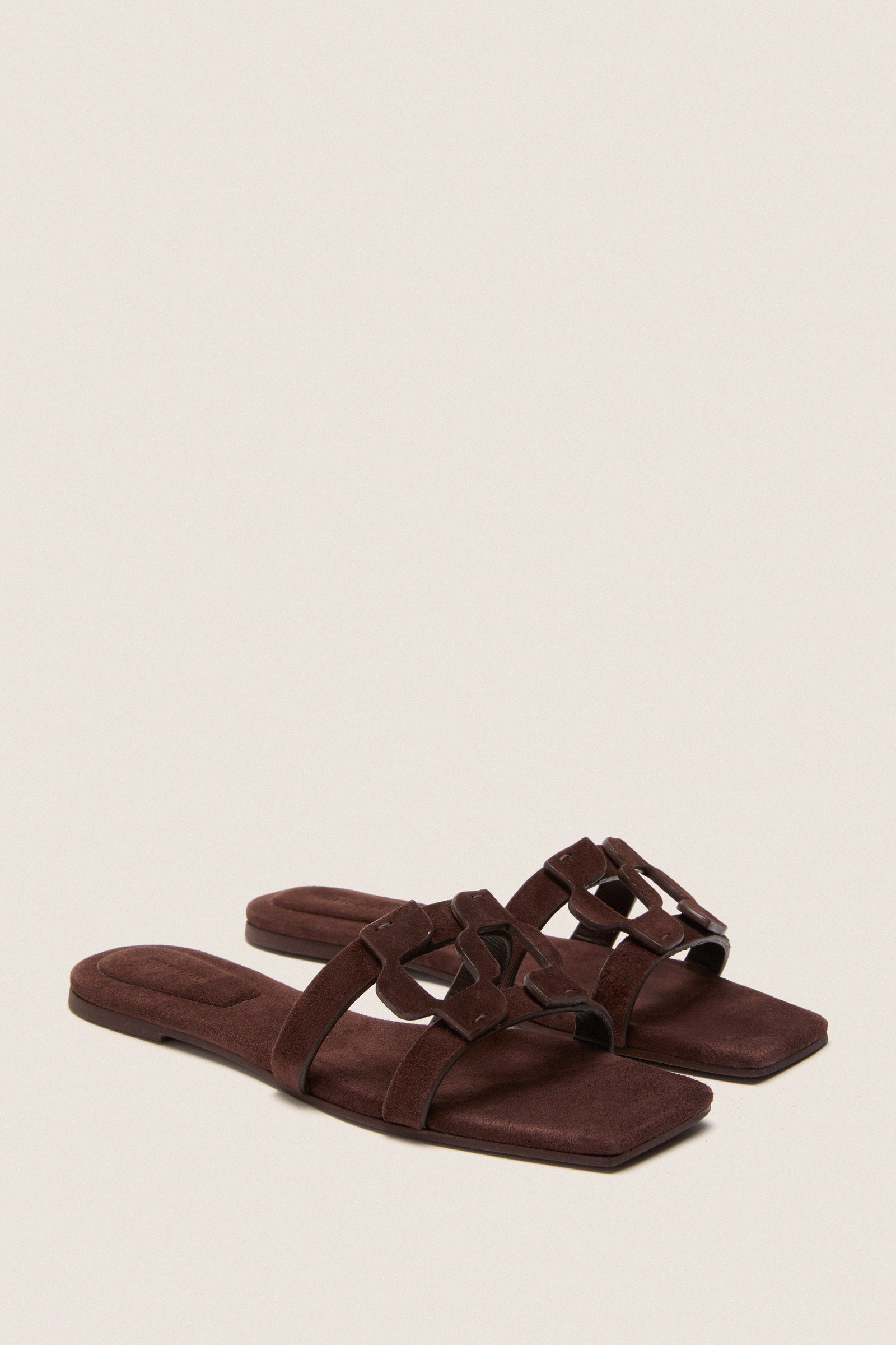 Cacao Simkhai Monogram Suede Flat Slides