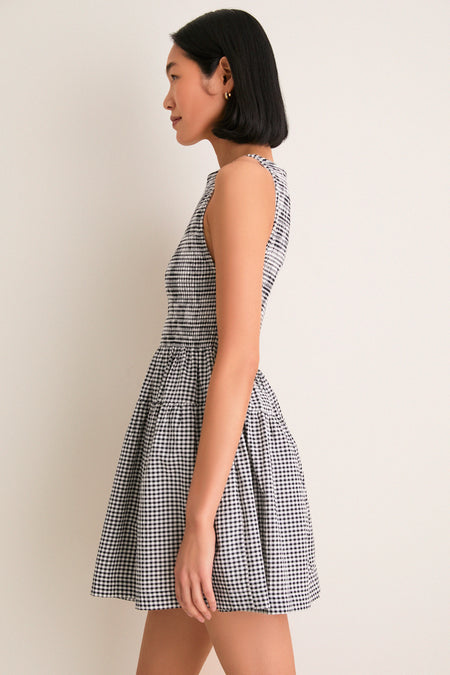 Black and Sand Gingham Cosima Mini Nap Dress