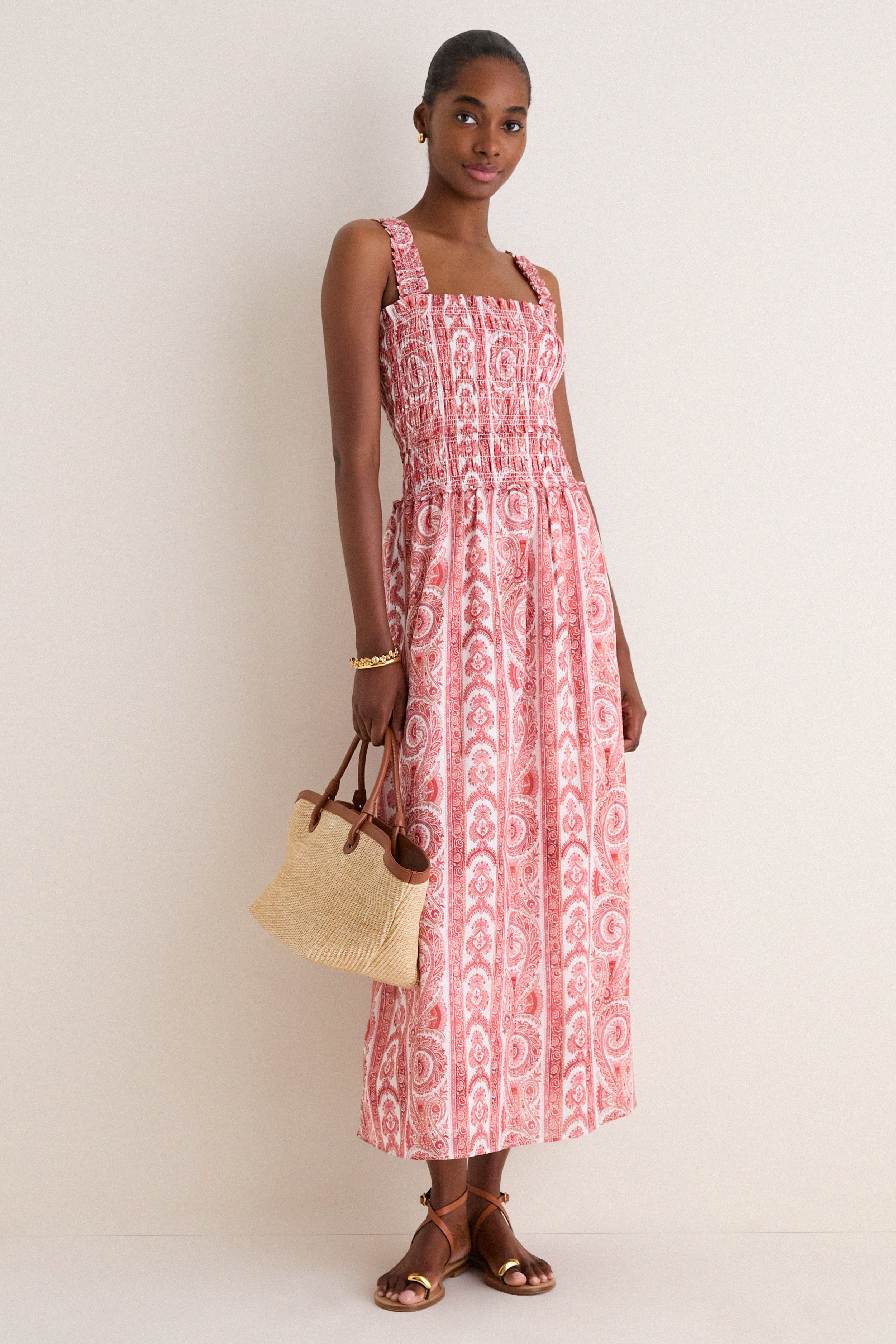 House on the Hill Smocking Dress ワンピース90 Coral Corsica Paisley Azalea Maxi Nap Dress | Hill House Home