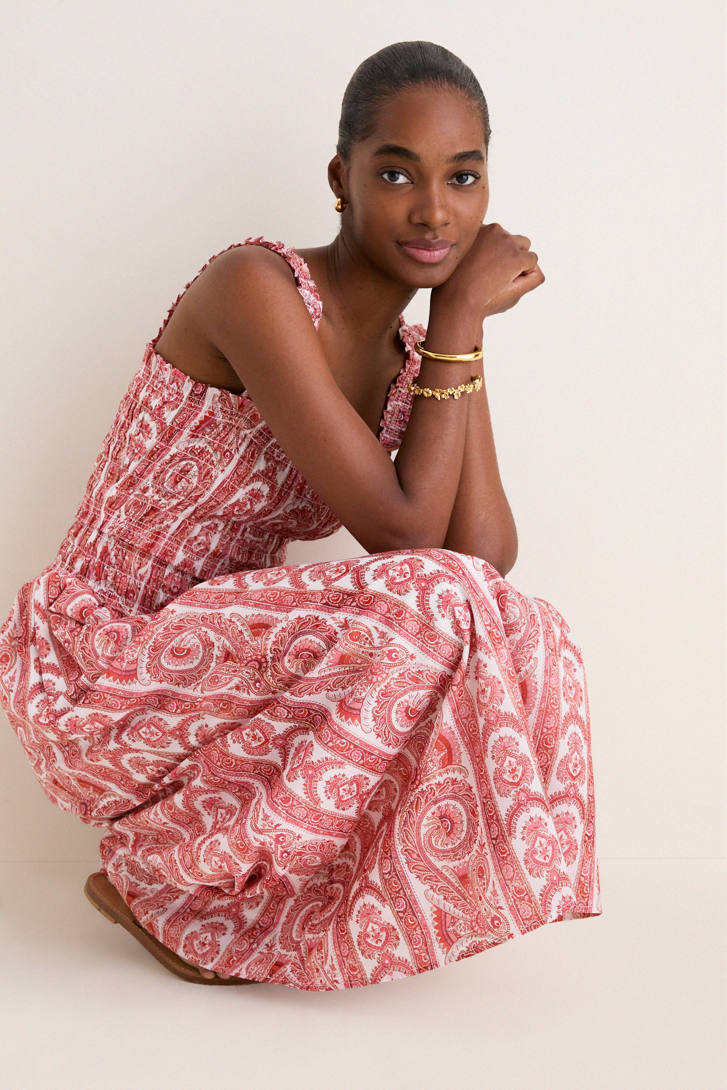 Coral Corsica Paisley Azalea Maxi Nap Dress | Hill House Home