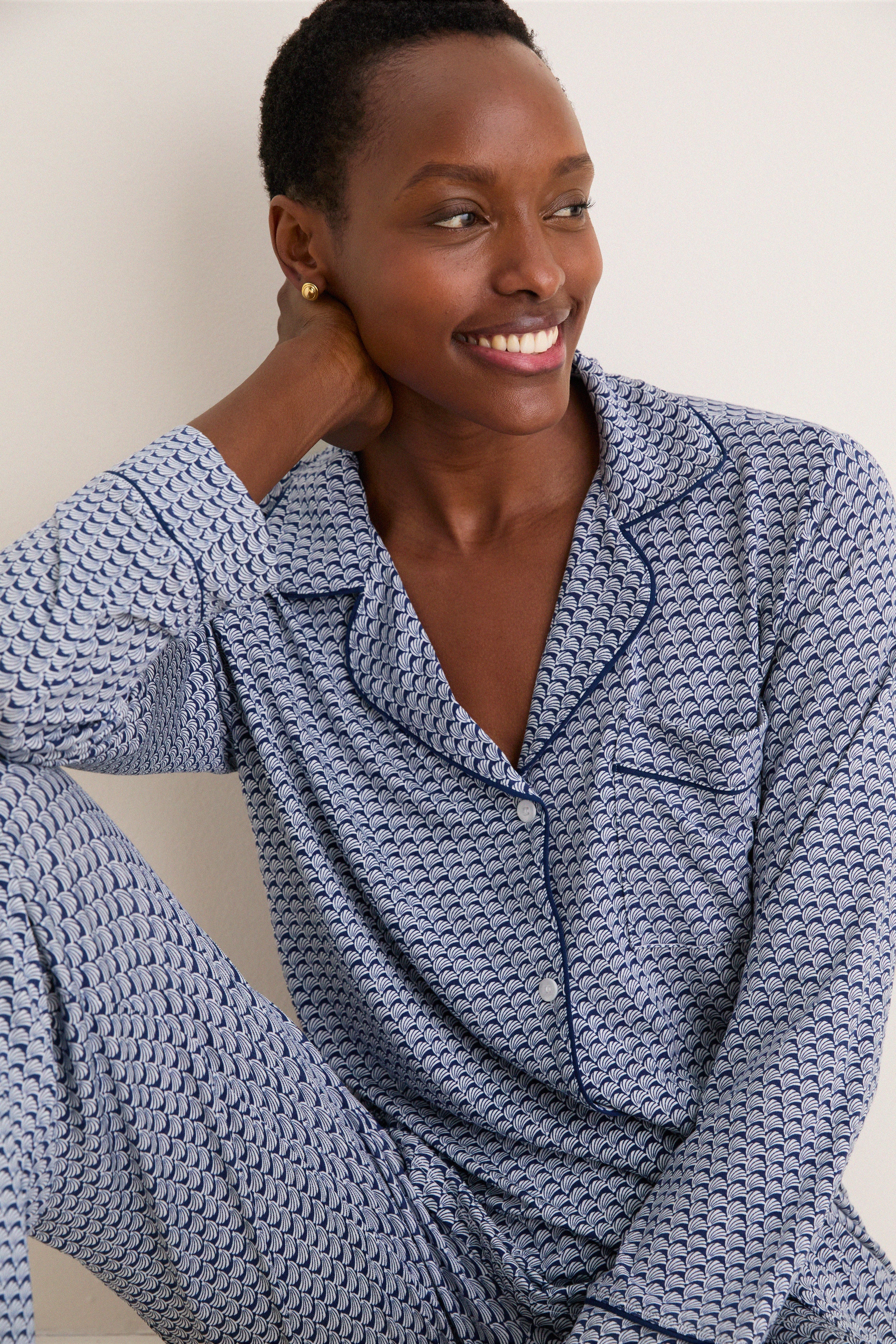 Seashell Navy Gisele Printed Long PJ Set