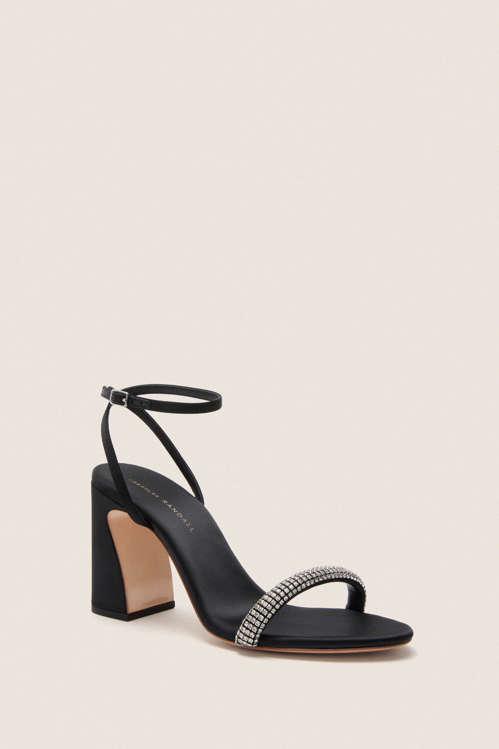 Black Satin with Diamonds Malia Heels