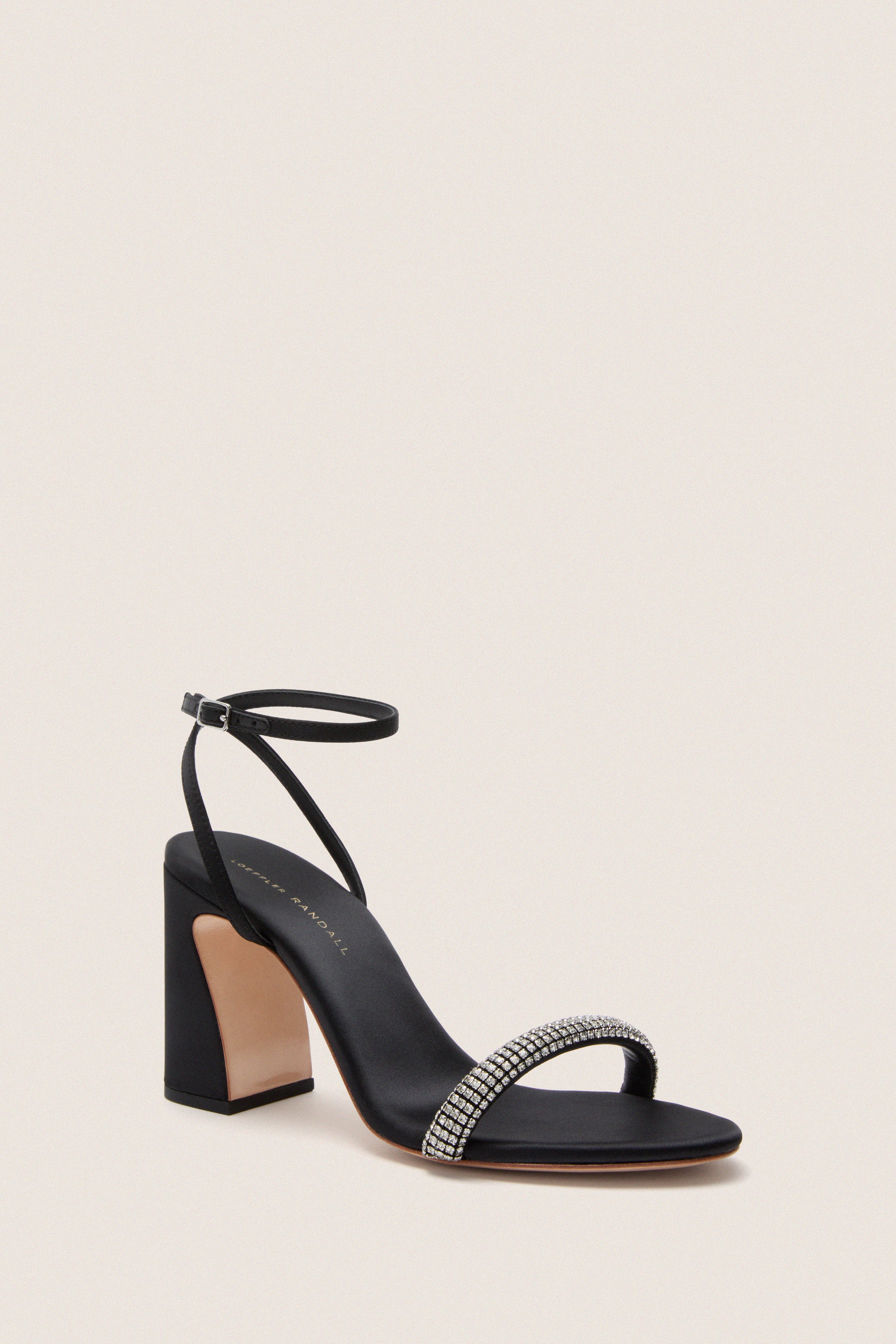 Black Satin with Diamonds Malia Heels