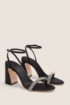 Black Satin with Diamonds Malia Heels