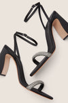 Black Satin with Diamonds Malia Heels