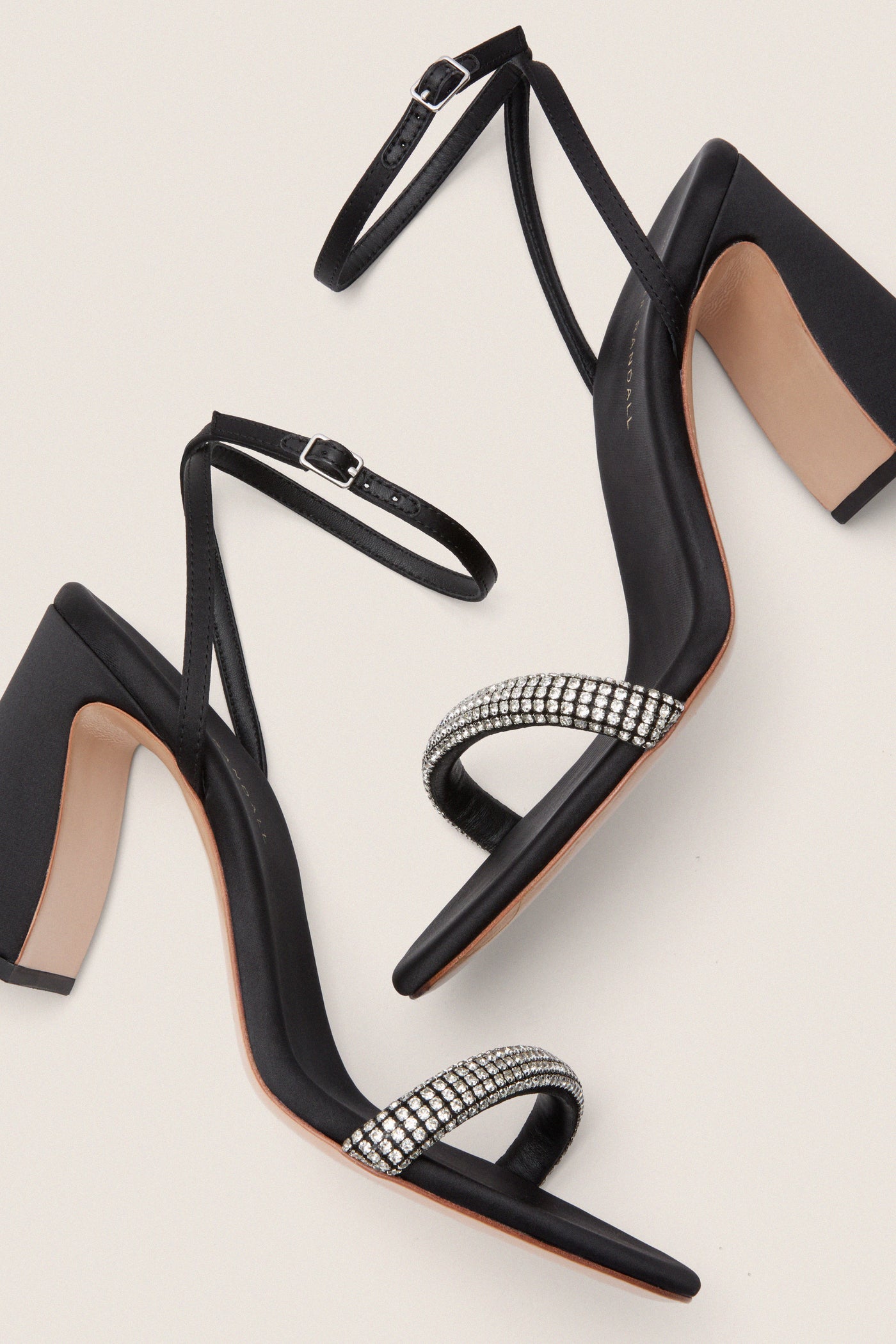 Black Satin with Diamonds Malia Heels