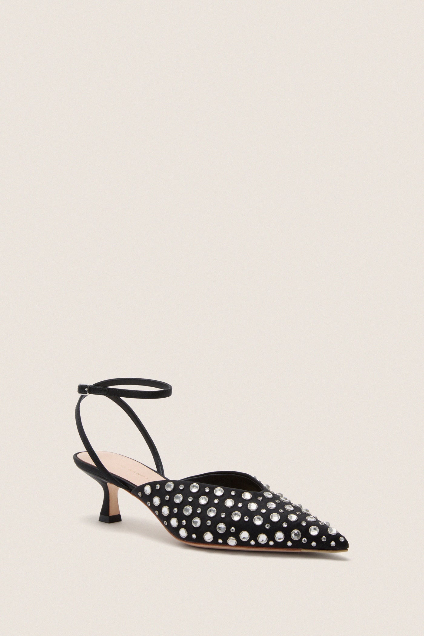 Black Satin with Crystal Rio Heels